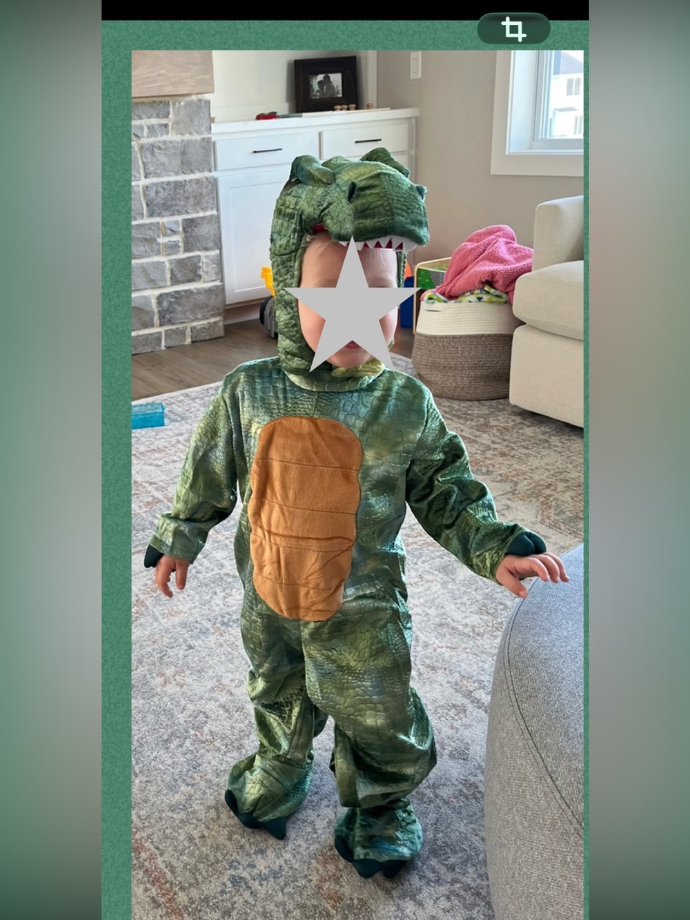 Baby 18-24 mos Green Dinosaur Costume with Tan Belly